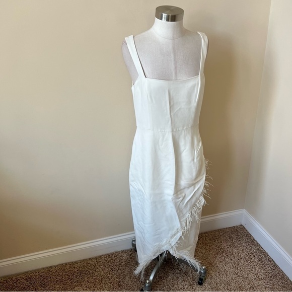 Saylor White Caylin Feather trim midi Dress 13640 - Picture 7 of 15